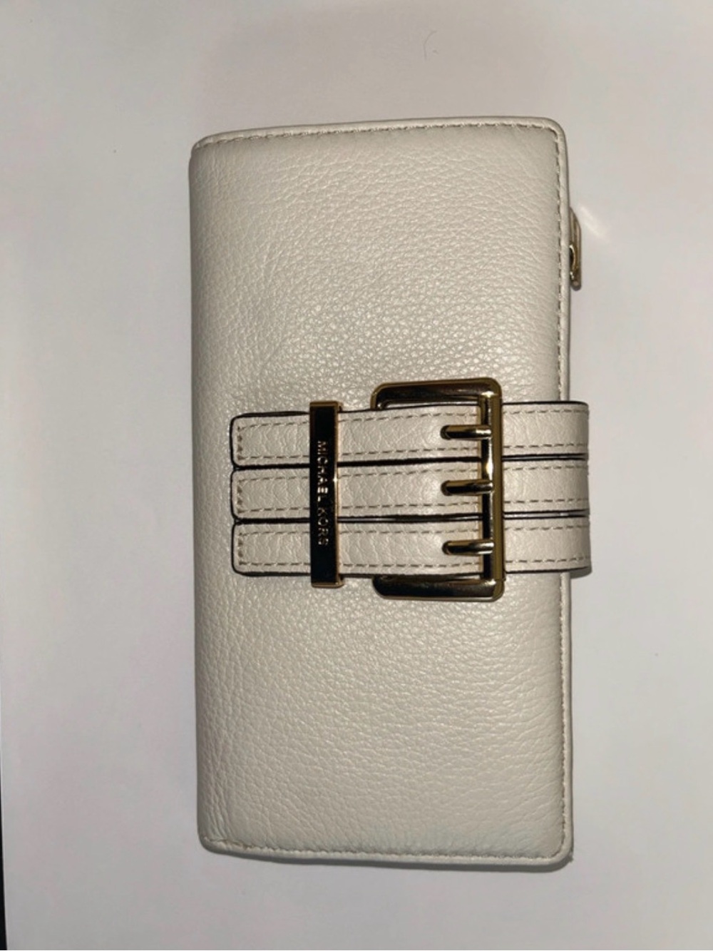 Michael Kors Cream Leather Buckle Continental Wallet